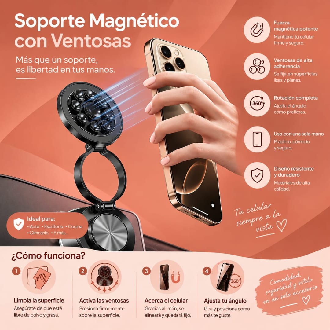 Soporte Magnético con ventosas.