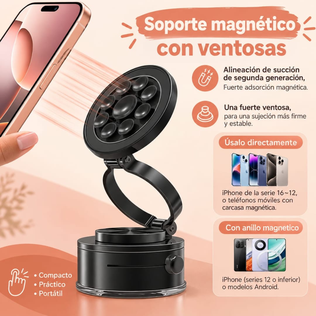 Soporte Magnético con ventosas.